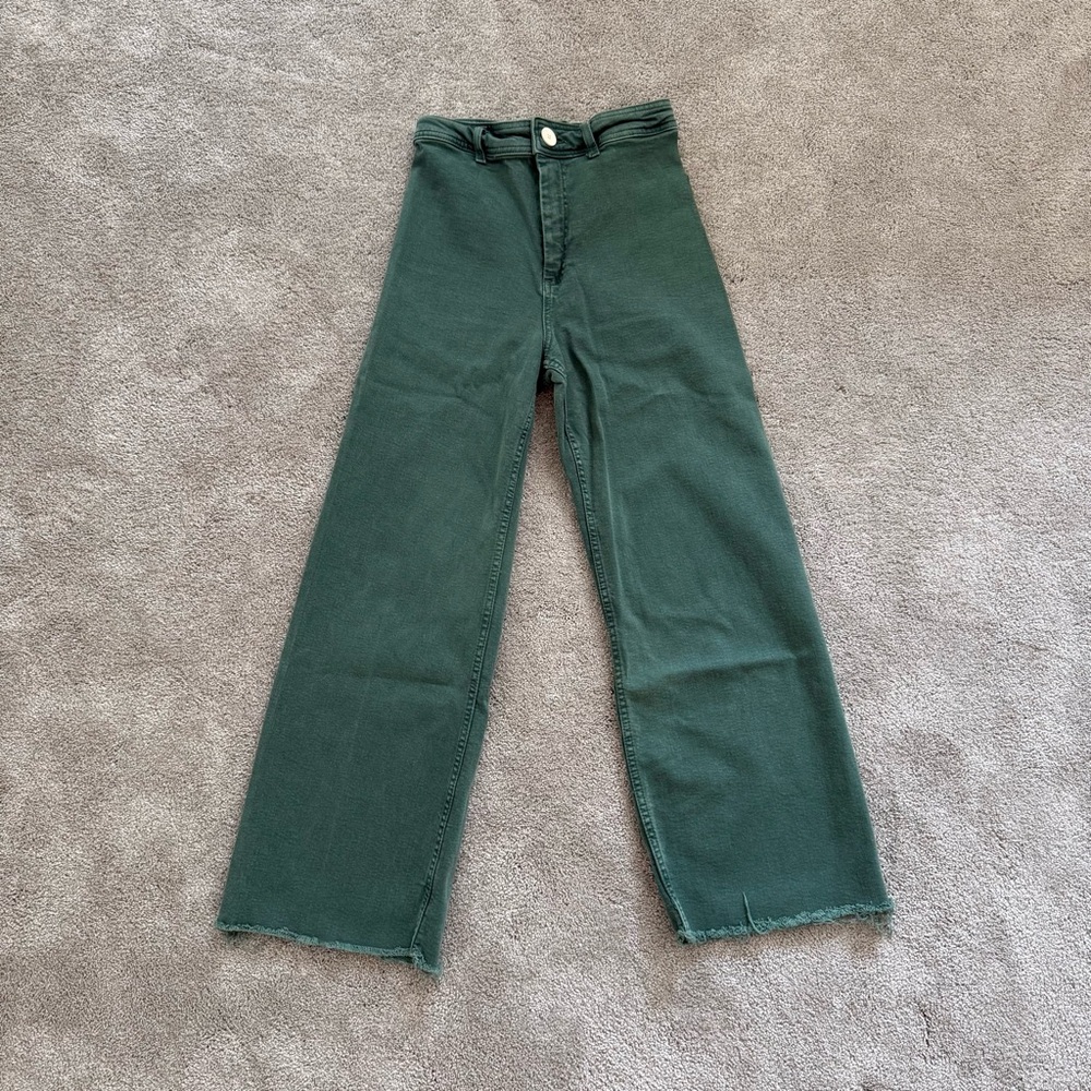 Zara Dark Green Striaght Women's Jeans